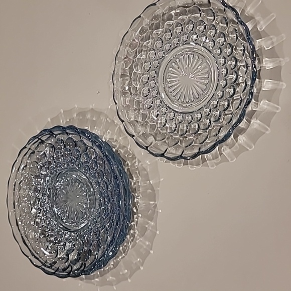 Anchor Hocking Vintage Circa 60s Blue Tint Glass Dessert Plate Set of 4 - Picture 3 of 6